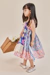 Little Shiro_Blue Cotton Sateen Printed Floral The Matilda Layered Dress_Online_at_Aza_Fashions