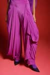 Megha Garg_Purple Pure Crepe Hand Embroidered Sequins Flared Sleeve Cape Pant Set _Online_at_Aza_Fashions