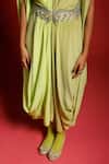 Megha Garg_Green Pure Crepe Hand Embroidered Sequins V Neck Sleeveless Draped Jumpsuit_Online_at_Aza_Fashions