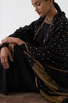 Dot_Black Chanderi Embroidery Butti Sprinkle Embellished Dupatta _Online_at_Aza_Fashions