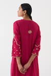 Buy_Dot_Pink Cotton, Silk Sequins Round Neck Ambily Crest Embroidered Kurta With Pant _Online_at_Aza_Fashions
