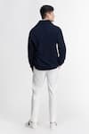 Shop_S&N by Shantnu Nikhil_Blue Merino Wool Knitted Crest Cardigan _at_Aza_Fashions