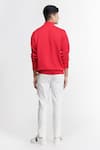 Shop_S&N by Shantnu Nikhil_Red Cotton Knitted Logo Patchwork Sweater _at_Aza_Fashions