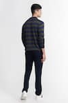 Shop_S&N by Shantnu Nikhil_Green Viscose Nylon Knitted Crest Stripe Pattern T-shirt _at_Aza_Fashions