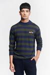 Buy_S&N by Shantnu Nikhil_Green Viscose Nylon Knitted Crest Stripe Pattern T-shirt _Online_at_Aza_Fashions