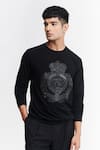 Buy_S&N by Shantnu Nikhil_Black Merino Wool Knitted Faux Leather Patchwork Sweater _Online_at_Aza_Fashions