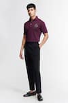 Buy_S&N by Shantnu Nikhil_Purple Interlock Supima Cotton Embroidered Crest Placement T-shirt _at_Aza_Fashions