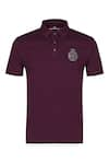 S&N by Shantnu Nikhil_Purple Interlock Supima Cotton Embroidered Crest Placement T-shirt _Online_at_Aza_Fashions