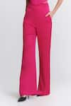 Shop_S&N by Shantnu Nikhil_Pink Nirvana Crepe Plain Flared Trouser _at_Aza_Fashions