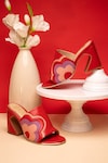 Buy_Heel Your Sole_Red Floral Boulangerie Pattern Block Heels_at_Aza_Fashions