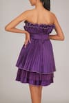 Shop_SHRIYA SOM_Purple Taffeta Hand Embroidered Sleeveless Pre-pleated Cabbage Dress _at_Aza_Fashions