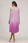 Shop_SHRIYA SOM_Purple Tulle Hand Embroidered Floral Dress Round Solid With Cape _at_Aza_Fashions