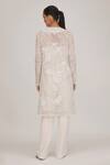 Shop_SHRIYA SOM_Ivory Organza Hand Embroidered Floral Jacket Shawl Long Pant Set _at_Aza_Fashions