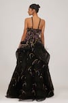 Shop_SHRIYA SOM_Black Tulle Hand Embroidered Feather Halter Gown With Belt _at_Aza_Fashions