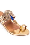 Buy_5Elements_Gold Mirror Astraia Peacock Motif Embellished Kolhapuri Sandals _Online_at_Aza_Fashions