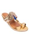 Shop_5Elements_Gold Mirror Astraia Peacock Motif Embellished Kolhapuri Sandals _Online_at_Aza_Fashions