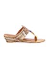 5Elements_Gold Mirror Astraia Peacock Motif Embellished Kolhapuri Sandals _at_Aza_Fashions