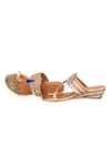 5Elements_Gold Mirror Astraia Peacock Motif Embellished Kolhapuri Sandals _Online