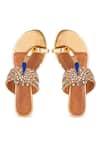 Shop_5Elements_Gold Mirror Astraia Peacock Motif Embellished Kolhapuri Sandals _at_Aza_Fashions