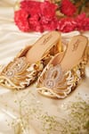 Buy_5Elements_Gold Dabka Lotus Motif Embellished Mule Heels _at_Aza_Fashions