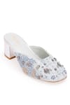 5Elements_White Silk Thread Neytiri Floral Embroidered Mule Heels _Online_at_Aza_Fashions