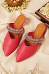 Buy_5Elements_Pink Ghungroo Akali Peacock Embellished Strap Mule Heels _at_Aza_Fashions