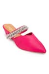 5Elements_Pink Ghungroo Akali Peacock Embellished Strap Mule Heels _Online_at_Aza_Fashions