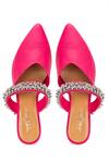 Shop_5Elements_Pink Ghungroo Akali Peacock Embellished Strap Mule Heels _at_Aza_Fashions