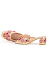 Shop_5Elements_Gold Pearl Bloom Floral Embroidered Mule Heels _Online_at_Aza_Fashions