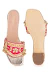 Shop_5Elements_Pink Gota Atlas Embroidered Sliders _at_Aza_Fashions