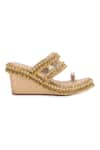 Buy_5Elements_Gold Ghungroo Asteria Embellished Kolhapuri Wedges _Online_at_Aza_Fashions