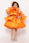 Buy_JANYAS CLOSET_Orange Taffeta Silk Solid Layered Ruffled Dress _Online_at_Aza_Fashions