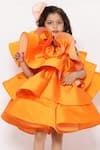 Shop_JANYAS CLOSET_Orange Taffeta Silk Solid Layered Ruffled Dress _Online_at_Aza_Fashions