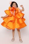 JANYAS CLOSET_Orange Taffeta Silk Solid Layered Ruffled Dress _at_Aza_Fashions