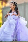 JANYAS CLOSET_Purple Fancy Net Embellished Feather Dazzling Dream Draped Gown_at_Aza_Fashions