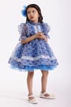 Shop_JANYAS CLOSET_Blue Organza Printed Floral Vintage Sienna Dress _Online_at_Aza_Fashions