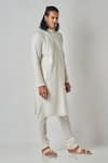 Buy_Bubber Blu_Off White Cotton Textured Kurta _Online_at_Aza_Fashions