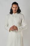 Shop_Bubber Blu_Off White Cotton Textured Kurta _Online_at_Aza_Fashions