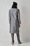 Shop_Bubber Blu_Grey Poly Silk Woven Butti Straight Kurta _at_Aza_Fashions