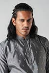 Bubber Blu_Grey Poly Silk Woven Butti Straight Kurta _at_Aza_Fashions