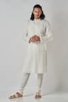 Buy_Bubber Blu_Off White Cotton Textured Kurta _at_Aza_Fashions