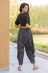 Shop_Dyelogue_Black Gingham Embroidery Round Neck Dot Blossom Crop Top _at_Aza_Fashions