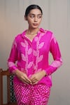 Buy Dyelogue Pink Gabardine, Silk Embroidery Hanoi Bandhani Shirt With Pull String Skirt Online at Aza Fashions Buy_Dyelogue_Pink Gabardine, Silk Embroidery Hanoi Bandhani Shirt With Pull String Skirt _Online_at_Aza_Fashions