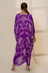 Shop Dyelogue Purple Gingham, Silk Round Neck Ikebana Bandhani Tulip Kurta With Dhoti Pant at Aza Fashions Shop_Dyelogue_Purple Gingham, Silk Round Neck Ikebana Bandhani Tulip Kurta With Dhoti Pant _at_Aza_Fashions