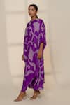 Buy Dyelogue Purple Gingham, Silk Round Neck Ikebana Bandhani Tulip Kurta With Dhoti Pant Online at Aza Fashions Buy_Dyelogue_Purple Gingham, Silk Round Neck Ikebana Bandhani Tulip Kurta With Dhoti Pant _Online_at_Aza_Fashions