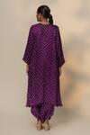 Shop_Dyelogue_Purple Silk Round Neck Bandhani Kurta With Overlapped Dhoti Skirt _at_Aza_Fashions