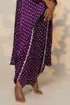 Dyelogue_Purple Silk Round Neck Bandhani Kurta With Overlapped Dhoti Skirt _Online_at_Aza_Fashions