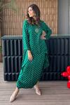 Shop_Dyelogue_Green Silk Round Neck Bandhej Kurta With Overlapped Dhoti Skirt _at_Aza_Fashions
