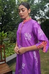 Buy Dyelogue Purple Silk Embroidery Mandarin Collar Lotus Bandhani Motif Kurta With Pant Online at Aza Fashions Buy_Dyelogue_Purple Silk Embroidery Mandarin Collar Lotus Bandhani Motif Kurta With Pant _Online_at_Aza_Fashions