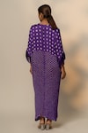 Shop_Dyelogue_Purple Modal, Silk Round Neck Bandhej Pattern Fringed Sleeves Kaftan _at_Aza_Fashions